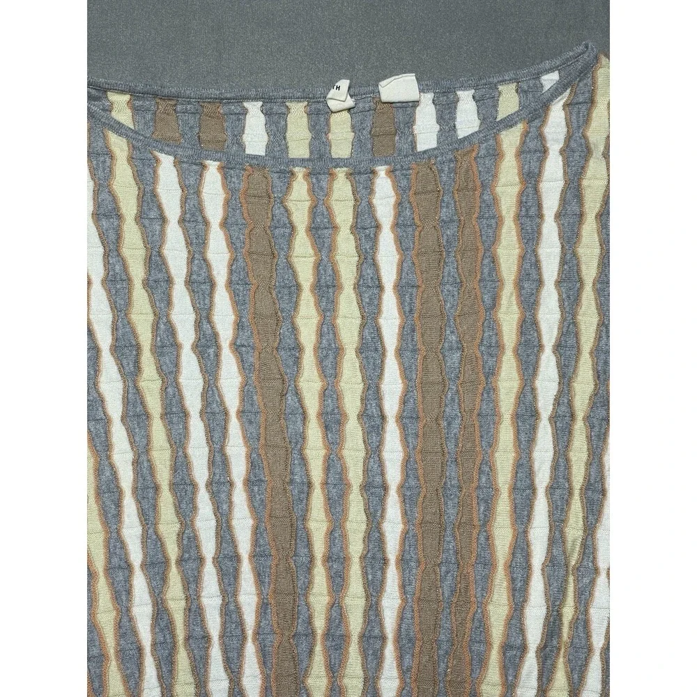 Women's M Sweater Top‎ Anthropologie Nessa Striped Smocked Gray Orange Wool Boho